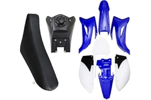 ZXTDR Plastic Fender Fairing Kit & Fuel Gas Tank & Seat for TTR-R110E Pit Dirt Bike (Blue&White)