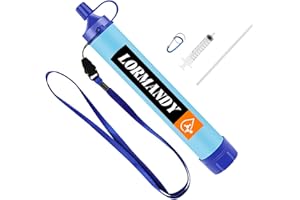 LORMANDY Personal Water Filter, Straw Water Purifier System, Outdoor Portable Water Filter Straw, Emergency Survival Gear for Hiking Camping Accessories Travel Fishing Emergency Preparedness