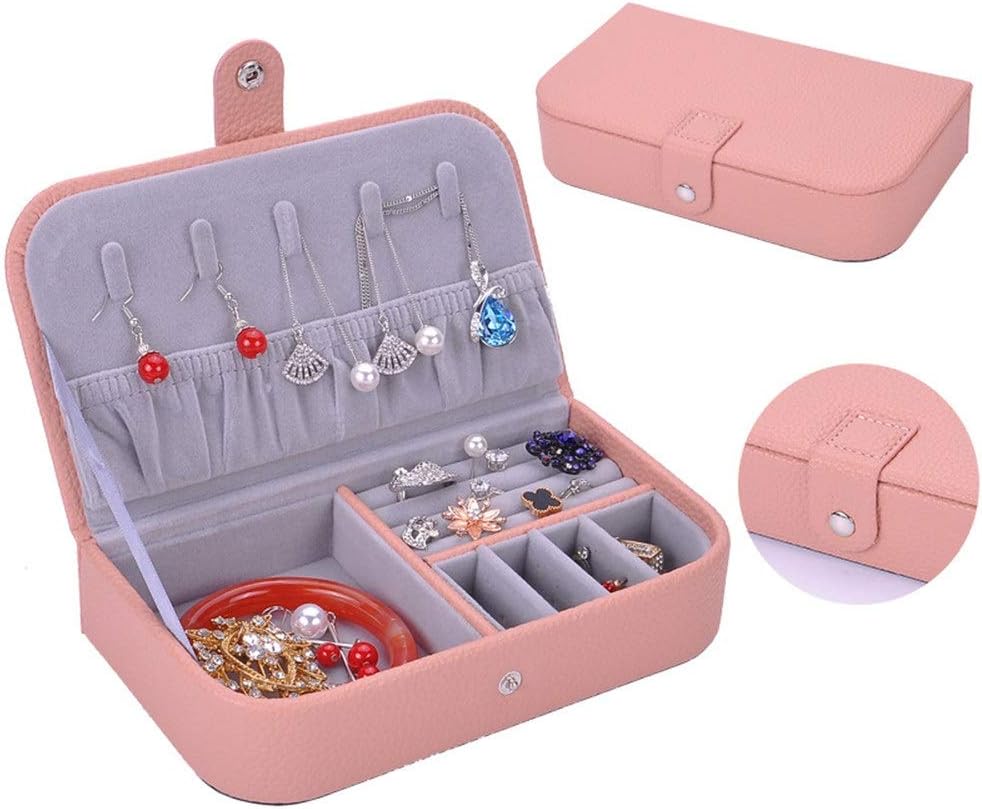 Caja de joyas de viaje de cuero de imitación pequeña y ...