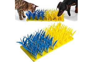 VirgoCCY Silicone Grass Mat for Cats & Dogs, Snuffle Mat for Dogs Cats, Slow Feeder Dog Bowl, Interactive Sniff Foraging Mats for Dog Cat Pet, Nosework Training Foraging Pad- Blue & Yellow1