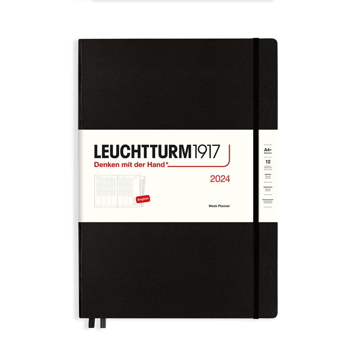 LEUCHTTURM1917 367822 Weekly Planner Master (A4+) 2024, 12 Months, Black, English