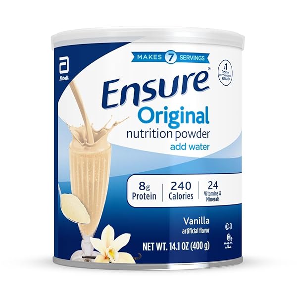 ENSURE ORIGINAL VANILLA NUTRITIONAL POWDER | VANILLA PROTEIN SHAKE | MEAL REPLACEMENT SHAKE MIX | 8G PROTEIN, 24 VITAMINS & MINERALS | IMMUNE SUPPORT |14.1 OZ – 1 CAN