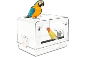 SQUSIMEI Large Bird Bath for, Detachable Bottom Parrot Bath for Parakeet, Parakeet Bath for Cage, for Mini Macaw/Cockatiel/African Grey Parrot/Amazon Parrot