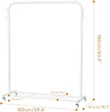 HOMIDEC Clothes Rail Portable Rack with Shelf 40 kg Capacity White 100x41x160 cm view 3