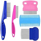 5 Pack Flea Lice Comb,Stainless Steel Dog Cat Grooming Combs with Rounded Teeth,Double Sided Professional Pet Tear Stain Remover,Dematting Tool for Small, Ideal for all pet