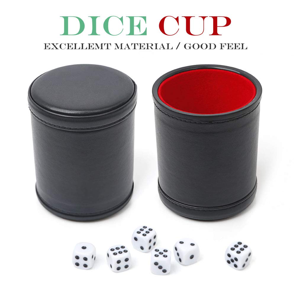  Tuzama Professional PU Leather Dice Cup, Felt Lined, Set with 6 Dot