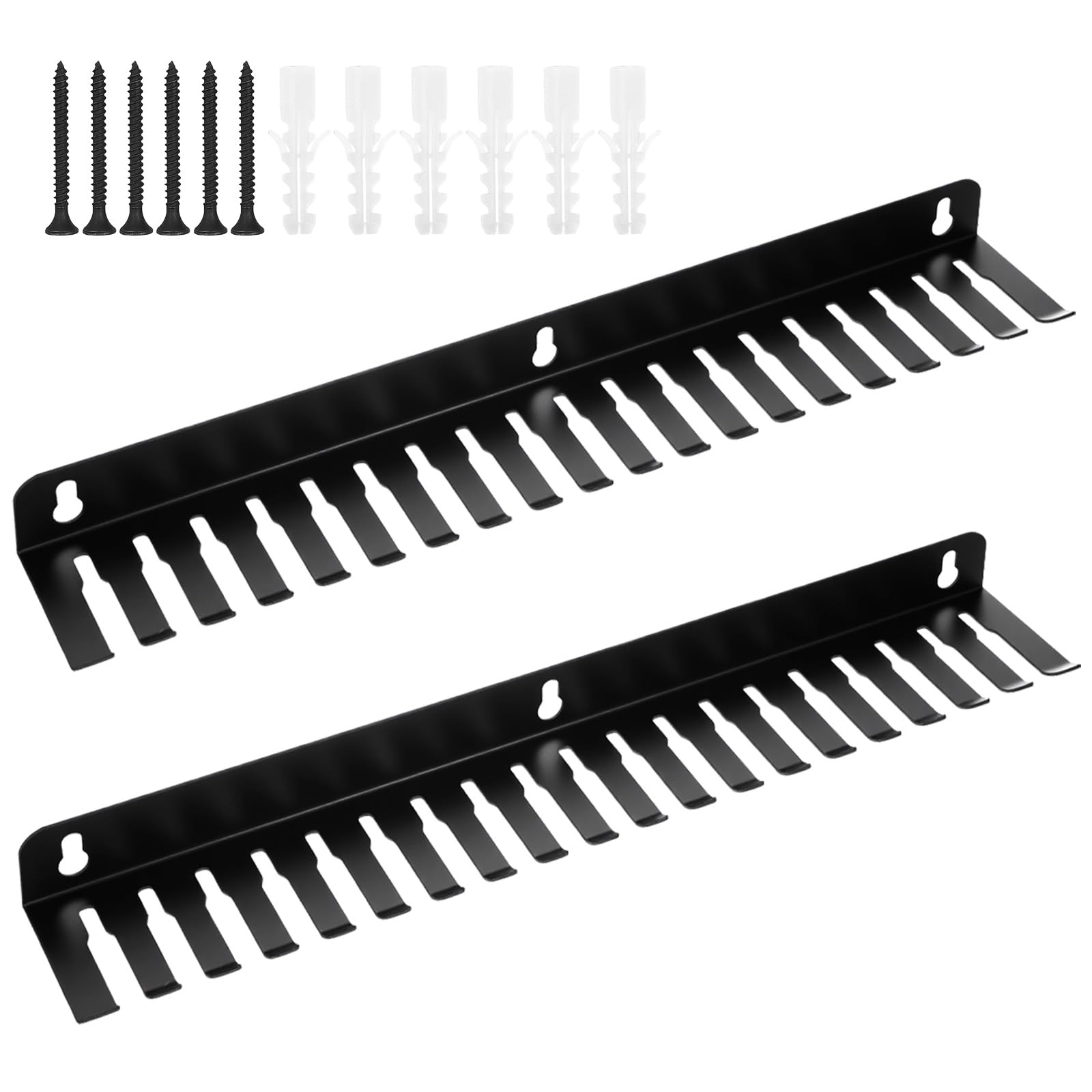 Photo 1 of 2-Pack Wall Mountable Cable Hanger and Organizer, 19 Slots 5.5-9.5mm Heavy-Gauge Steel Cord Rack with Mounting Screws for Audio/Guitar/XLR Cables, Studio & Office Cord Management