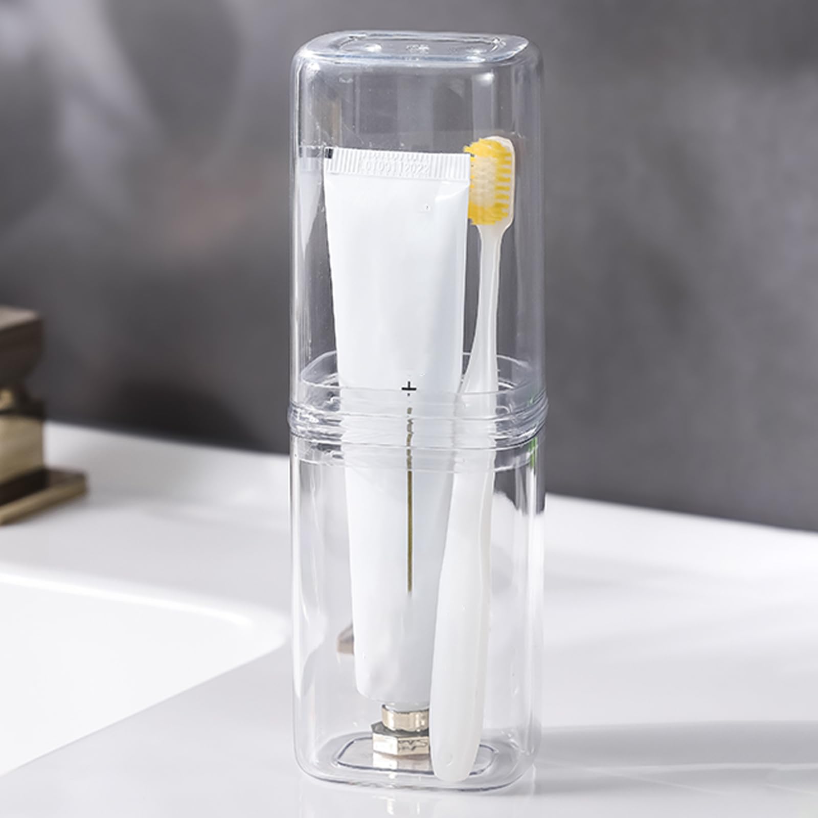 Photo 1 of FQDGTFA Toothbrush Cup Toothbrush Travel Case, Travel Toothbrush Holder Case with Cover Portable Multifunctional Toothbrush Cover, Suitable for Travel Business Camping Bathroom School or Daily Uses