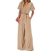 PRETTYGARDEN Women 2 Piece Summer Outfits Short Sleeve Strappy Top Wide Leg Pants Tracksuit Lounge Sets Beach Clothes