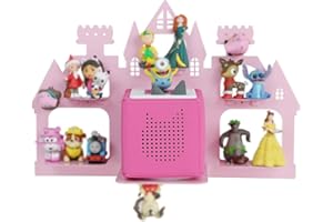 Demao for Toniebox Shelf Magnetic, Floating Shelf for Tonies Figures 15-25pcs, Display Shelves for Toniebox in Children's Room Decoration, Wall Mounted Rack for Tonies Figures Storage-Pink Castle