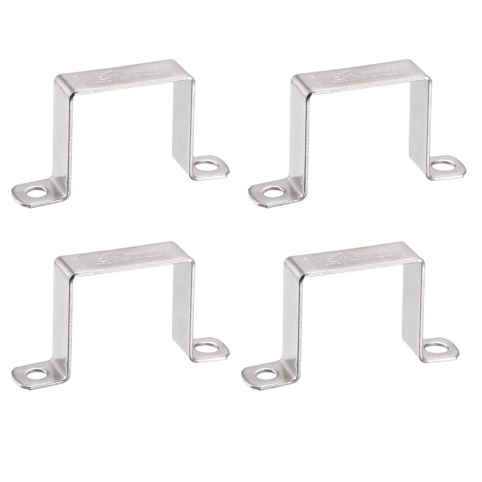 TOP-VIGOR 4Pcs U Shaped Connector Bracket 48 x 52mm 304 Stainless Steel for Door Closed Bar Holder Strut Channel and Fixing Tube Pipe Wire