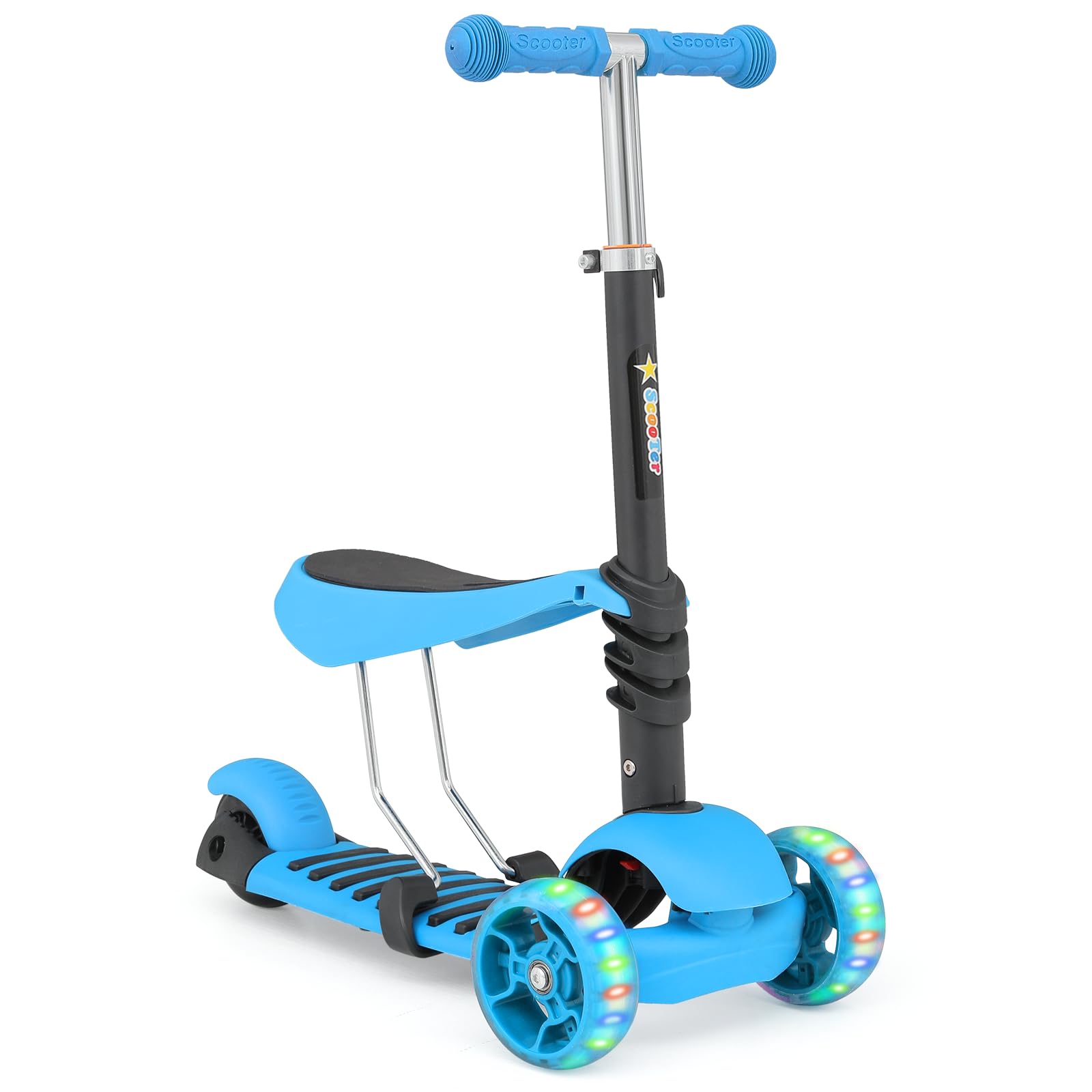MADOG Toddler 3-Wheel Mini Scooters for Kids 3-5, 2-in-1 Height Adjustable Boys and Girls Scooter with Light Up Wheels