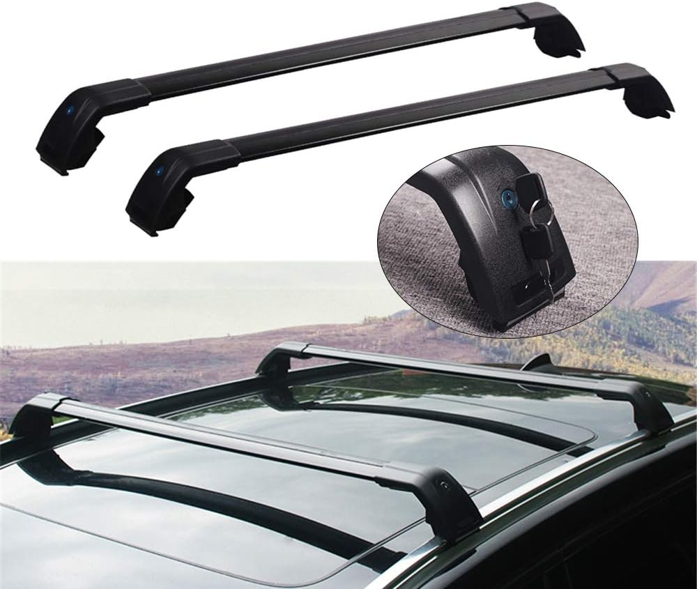 2Pcs Fit for Mitsubishi ASX Outlander Sport 2010-2020 Lockable Baggage Luggage Racks Roof Racks Rail Cross Bar Crossbar - Black