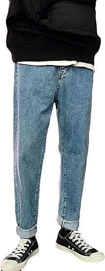 Amazon Yitong メンズ デニムパンツ ジーパン ゆったり 着痩せ 韓国風 無地 シンプル 春秋 冬 ストレート ロング丈 9分丈 パンツ ズボン 学生 通学 通勤 Bf風 ハンサム おしゃれ ロングパンツ 通販