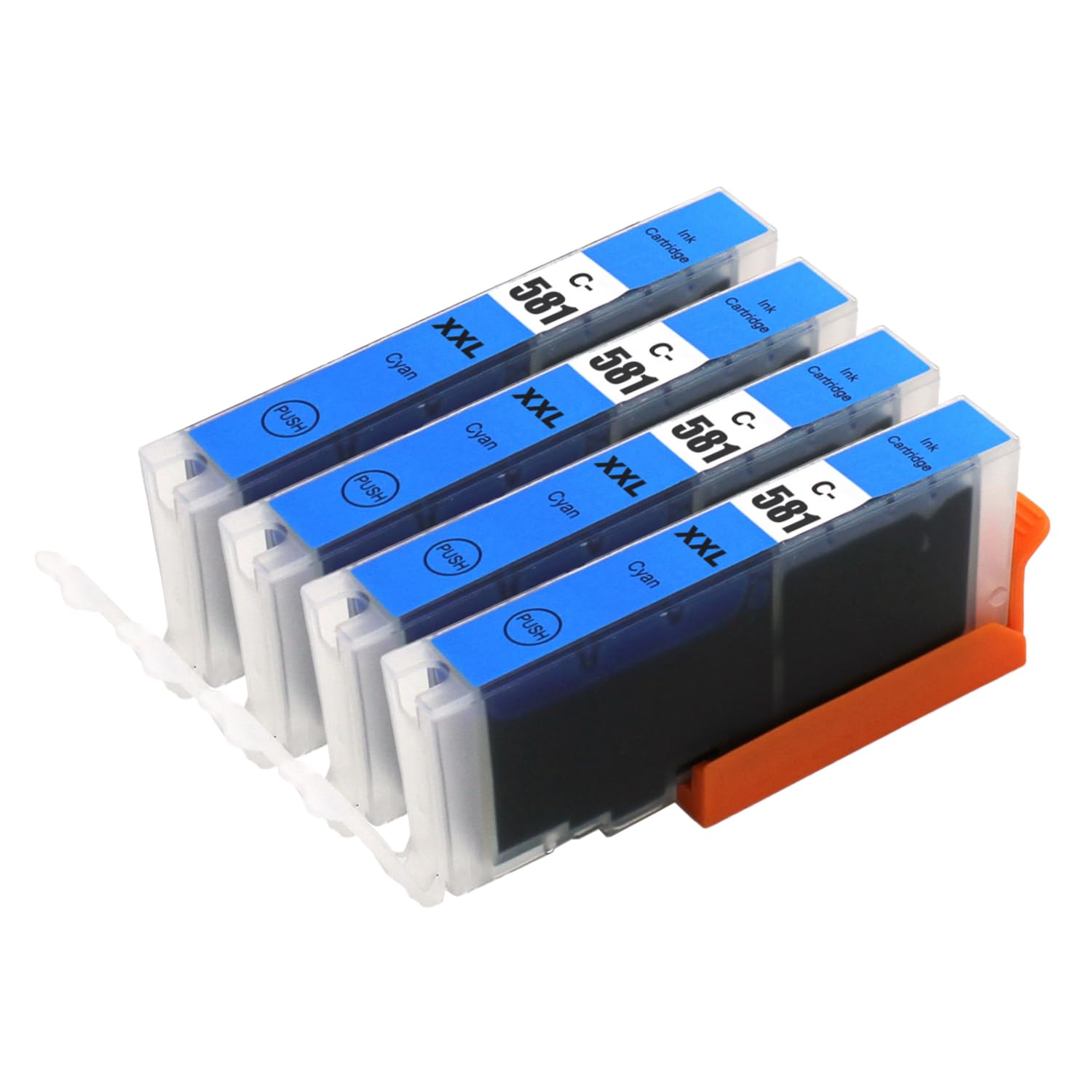Go Inks Compatible CLI-581XL Cyan Ink Cartridge – 4 Pack for Canon PIXMA Printers – 12ml – 581 XL - High Yield – 4x Cyan