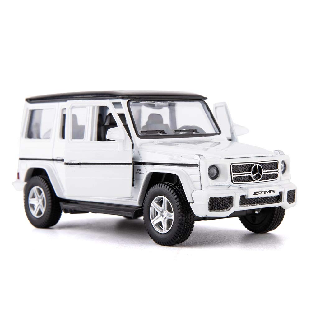 RMZ City 1/36 Scale Mercedes Benz G63 Casting Car Model, Zinc Alloy G Wagon Toy Car for Kids, Pull Back Vehicles Toy for Toddlers Kids Boys Girls Gift (White)
