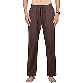 CLSEN Men Pants 100% Cotton Casual with Drawstring Waist Straight Leg Comfort Fit Casual Trousers