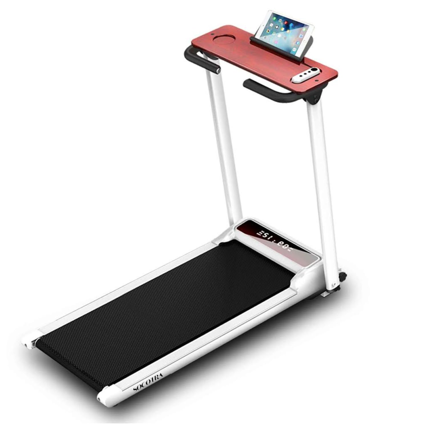 Photo 1 of Walking Pad Portable Treadmill Under Desk Foldable for Home and Office Compact Workout with Mini Small Desk and Remote Control Led Display Electric Treadmills for Walking and Jogging SOCOTRA