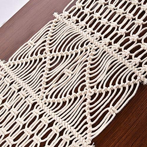 herva Handmade Natural Macrame Table Runner, Macrame Table Placement for Bed Runner Wedding Home Decor
