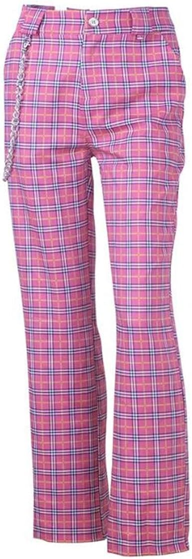 pink plaid pants womens