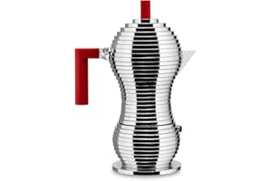 Alessi MDL02/6 R "Pulcina" Stove Top Espresso 6 Cup Coffee Maker in Aluminum Casting Handle And Knob in Pa, Red