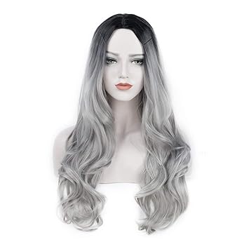 Buy Silver Grey Jiameisi 26 Inch Ombre Gray 2 Tones Synthetic