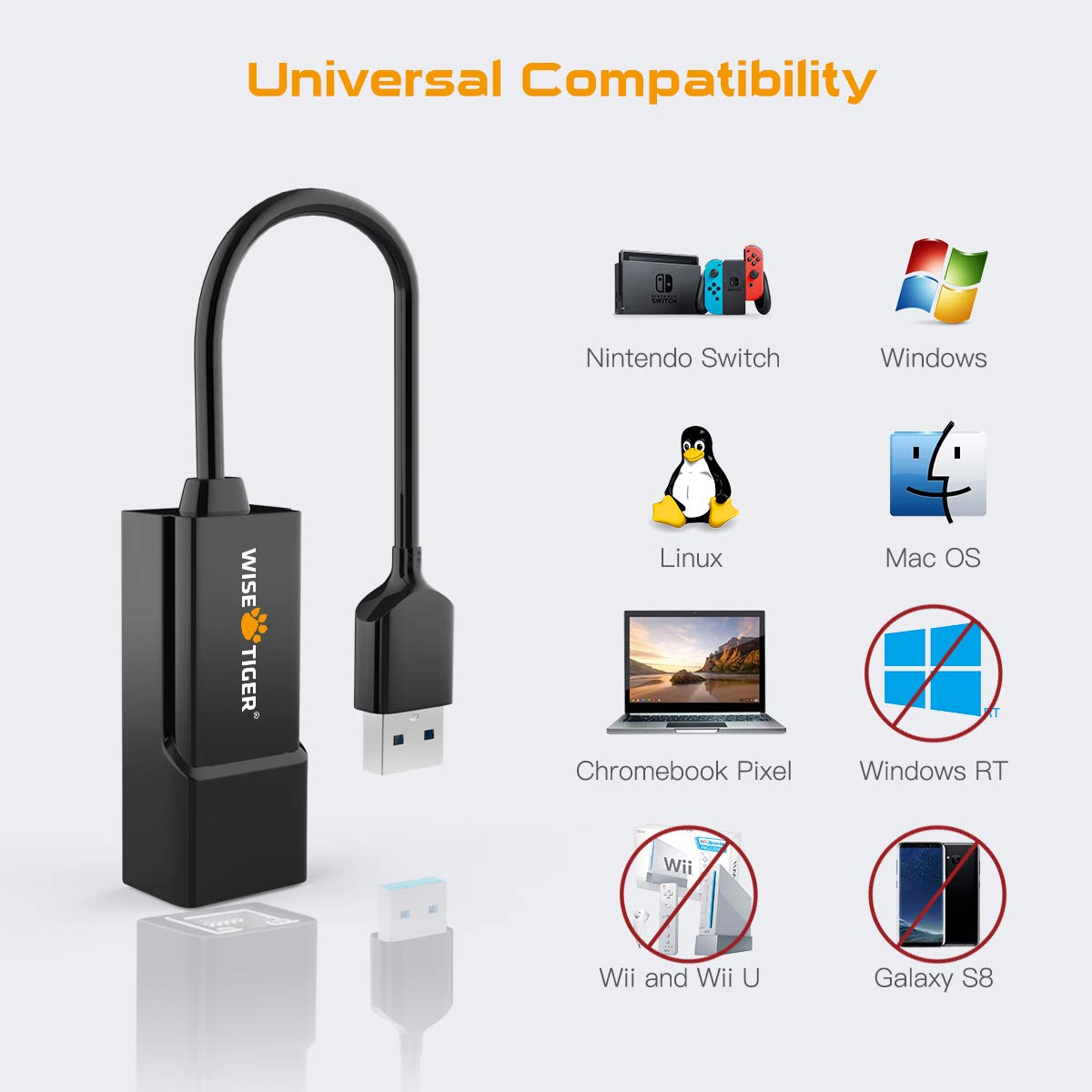 Network Adapter USB 3.0 Gigabit Ethernet Adapter RJ45 LAN for 10/100/1000Mbps Support Nintendo Switch MacBook Air Windows 8 7 XP Vista OS