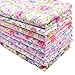 iNee Pink Floral Fat Quarters Quilting Fabric Bundles, Sewing Fabric for Quilting Crafting, 18