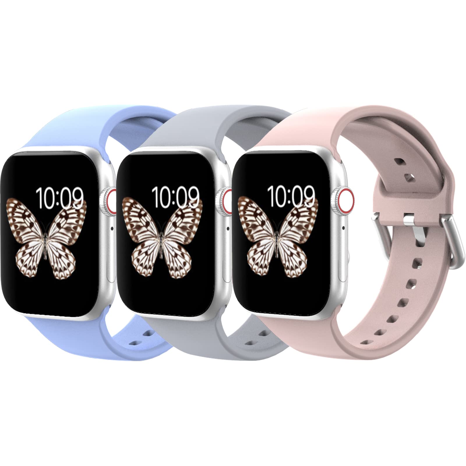 Haojavo Strap Compatible with Apple Watch Strap 41 mm 45 mm 40 mm 44 mm 38 mm 42 mm Replacement Soft Silicone Sport Bracelets Compatible with iWatch 7SE65321 Bracelet Apple Watch Band, L für