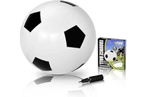 SLACKERS 4FUN Jumbo Soccer Ball, 30" in Diameter - Durable Inflated Soccer Ball for Backyard Play, Birthday Parties, BBQs, or Trips to the Beach - Quick Deflation for Storage - Manual Air Pump Included
