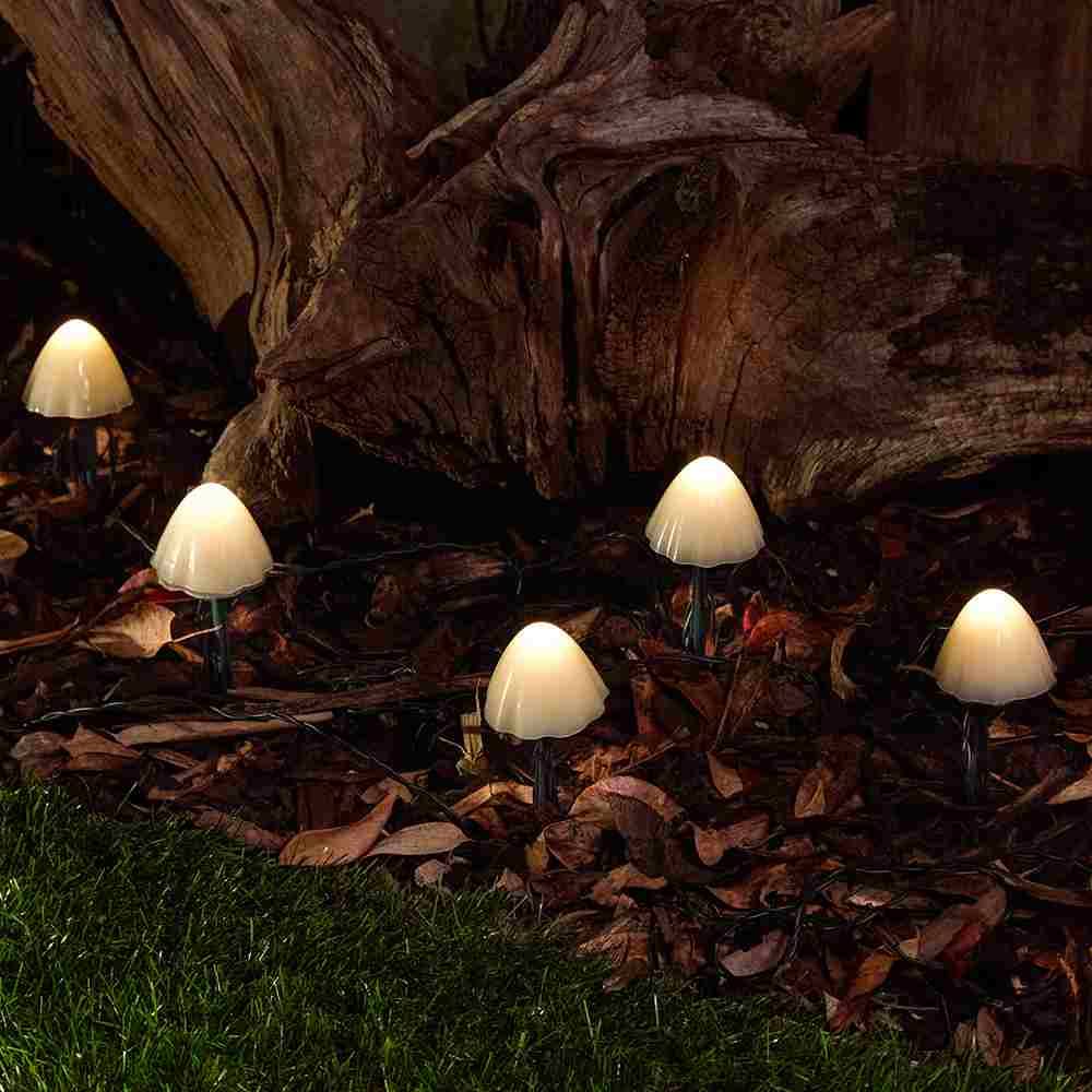 SolarCentre® Forest Outdoor Solar Powered Mushroom Lights - Set of 12 (Medium 4.5cm)