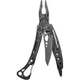 LEATHERMAN Skeletool CX 7-in-1 Multi-Tool, Lightweight EDC, Onyx | Open-Frame Carbon Fiber Handles, Carabiner Clip, Needlenose Pliers &amp; Combo Knife for EDC &amp; Camping Use