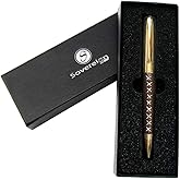 Sovereign-Gear Leather Wrapped Ballpoint Pen for Men and Women - Stylish Faux Leather and Gold Smooth Flowing Non Smudge Ink and Light To Hold - Lovely Presentation Box
