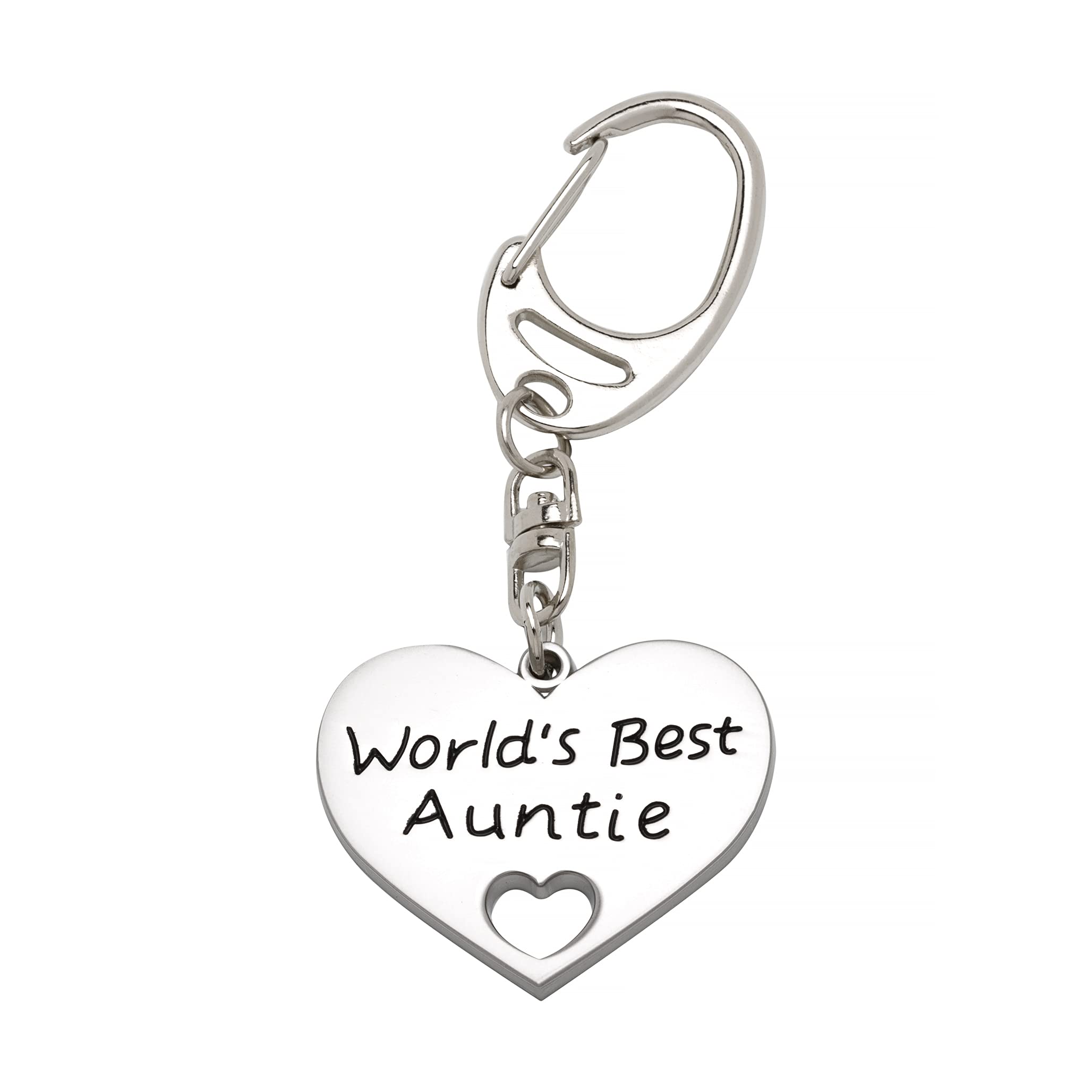 World's Best Auntie heart shaped metal keyring