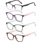 Przene 4 Pack Blue Light Blocking Reading Glasses,Readers for Women and Men with Spring Hinge