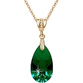 Austrian Crystals Teardrop Pendant Necklace for Women 14K Gold Plated Eco-friendly Brass Hypoallergenic Jewelry