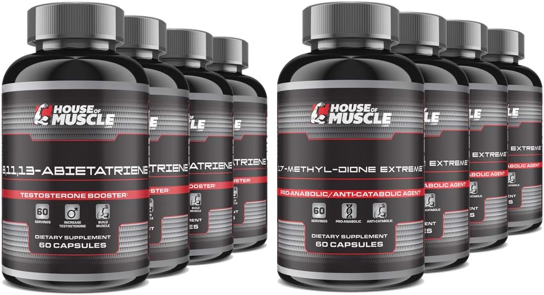 15-Week Dynamic Duo Muscle Building Stack - Build Muscle & Strength Fast - 8,11,13-Abietatriene and 17-Methyl-Dione Extreme