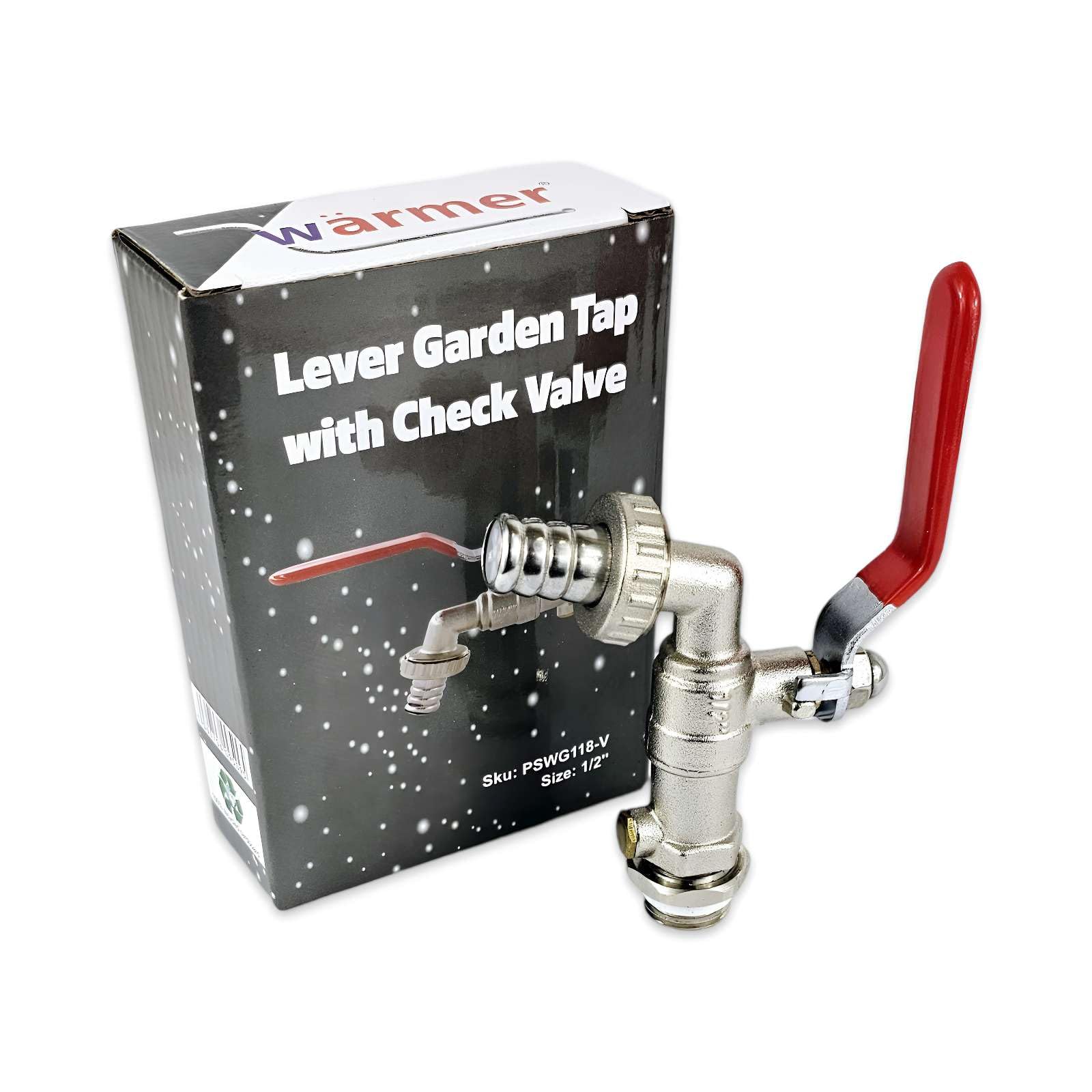 Wärmer System Outside Wall Mounted Garden Tap with Check Valve, 1/2 inch Garden Tap, Double Outlet Tap (Lever Handle Garden Tap 1/2'')