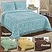 Collections Etc Calista Chenille Lightweight Bedspread with Fringe Border, Yellow, Queen