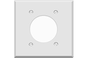 AIRMONT PRODUCTS White Metal Dryer Wall Plate, 2.125" Diameter Single Hole Receptacle Outlet Cover, Premium Quality Painted Metal, Corrosive Resistant, Center Hole for EV Charging and Dryer Outlet, Made in USA