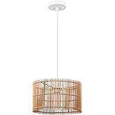 GLOBE Electric 65942 Tammi 1-Light Pendant Lighting, Natural Bamboo Shade, White Fabric Cord