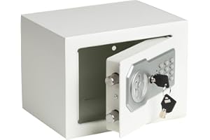 Yuanshikj 0.2 Cubic Feet Electronic Keypad Security Safe Lock Box Steel Digital Deposit for Home Office Hotel Business Cash Jewelry Storage (WHITE, 0.2 CF)