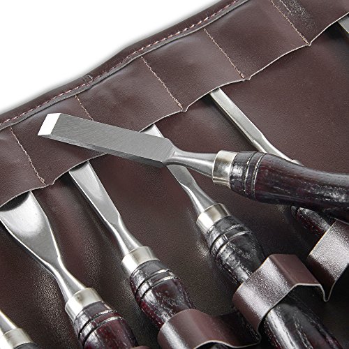 VonHaus 12pc Precision Wood Carving Skew & Straight Chisel Set with