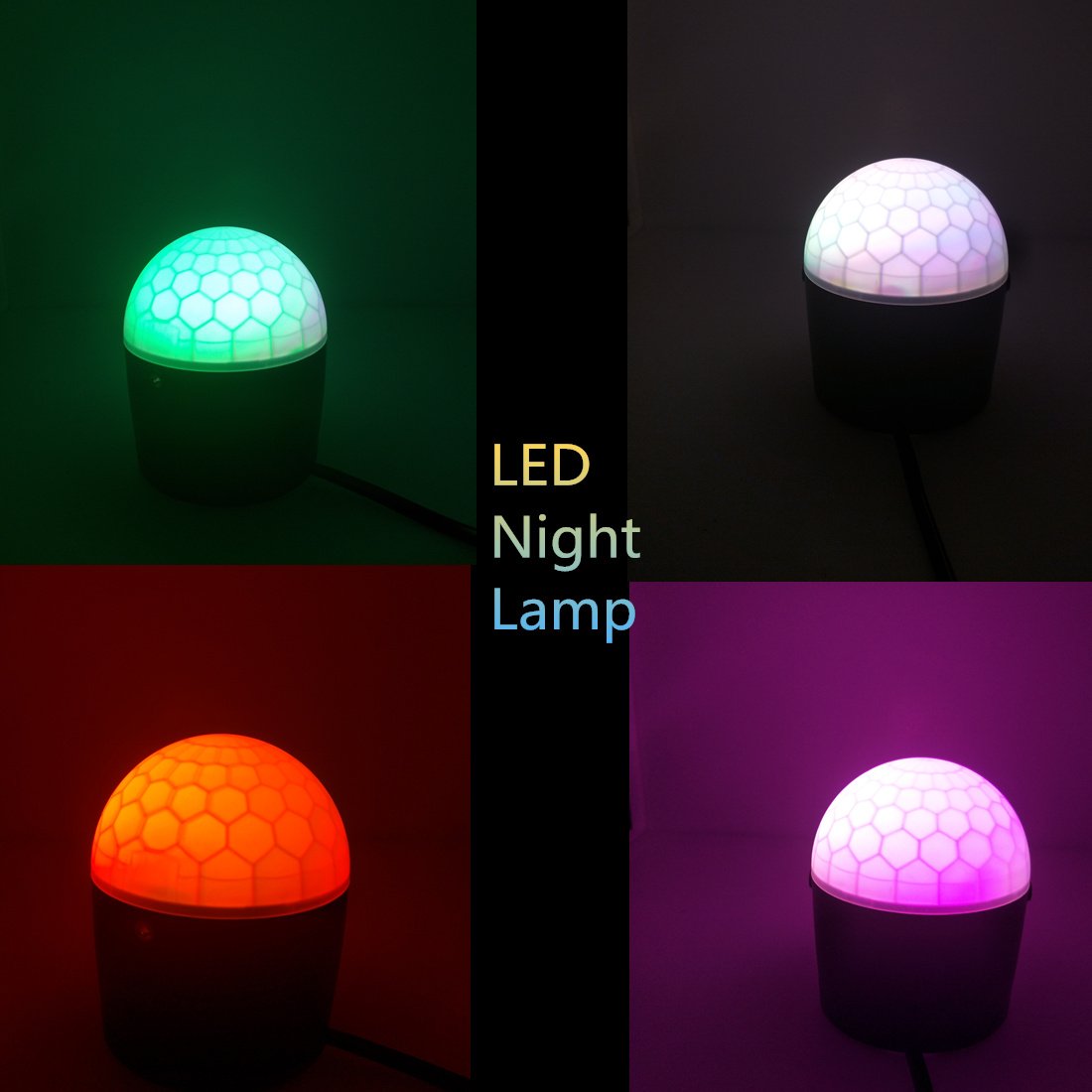 Disco Ball Party Lights Crystal Stage Light 6 Colors Sound Activated 2 in 1 Night Lamp (6 colors)
