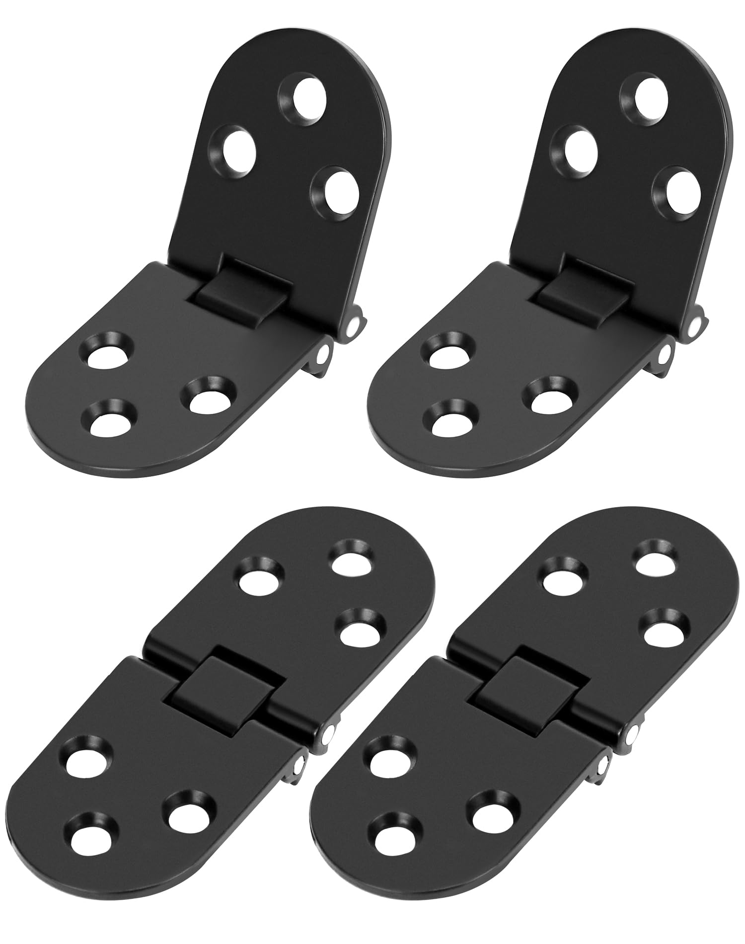 QWORK® 4 Folding Flip Hinges, 180 Degree Drop Down Hinges for Folding Tables, Cabinets, Wardrobe Doors - Zinc Alloy Black