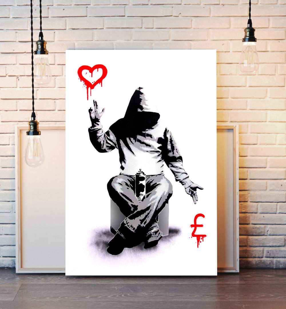 BANKSY CANVAS STREET WALL ART PRINT ARTWORK - LOVE OR MONEY (18in x 12in / 45cm x 30cm)