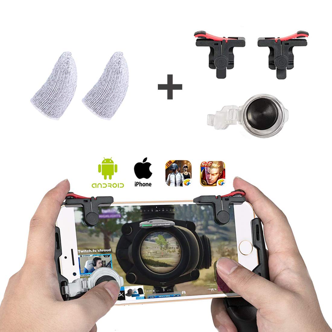 PASNOWFU PUBG Mobile Trigger Mobile Game iOS & Android Controller, Aim  Trigger Fire Buttons L1R1 Shooter Sensitive Joystick ãTwo Buttons + Gamepad  + ... - 