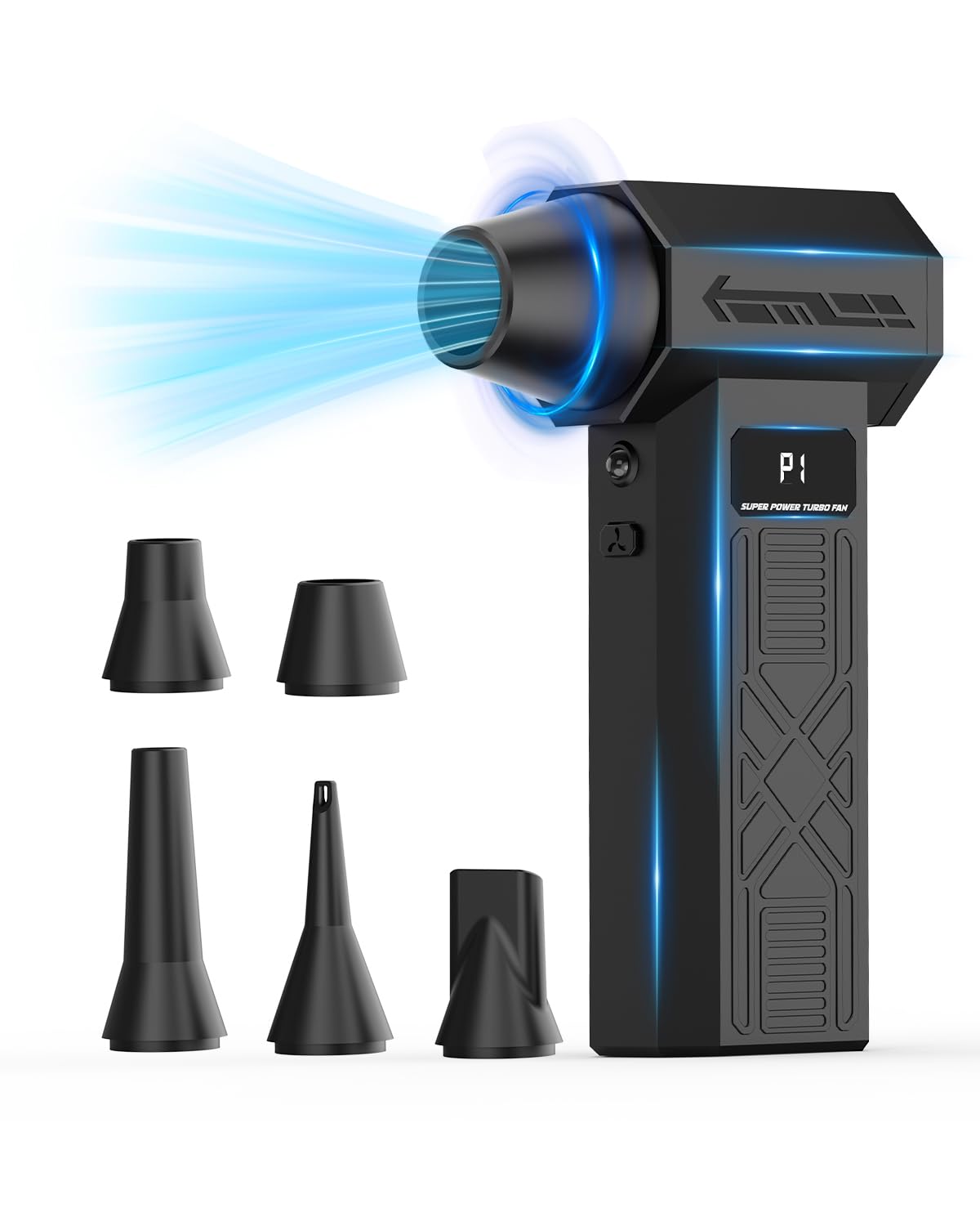 Photo 1 of PECODE Compressed Air Duster - Rechargeable Electric Air Blower for Keyboard,Camera,PC Vents,Car Interiors & Home,Outdoor Dusting - 280,000 RPM,5 Nozzles,4 Speeds,Fast Charging