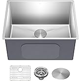 Kraus KHU101-24L Standart PRO 24-inch Undermount 16 Gauge Single Bowl Laundry and Utility Sink, 24 Inch, Tight Radius