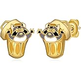 Cujiesp Raccoon Earrings for Women - 925 Sterling Silver Raccoon Stud Earrings, Raccoon Jewelry Gifts, Cute Animal Stud Earrings